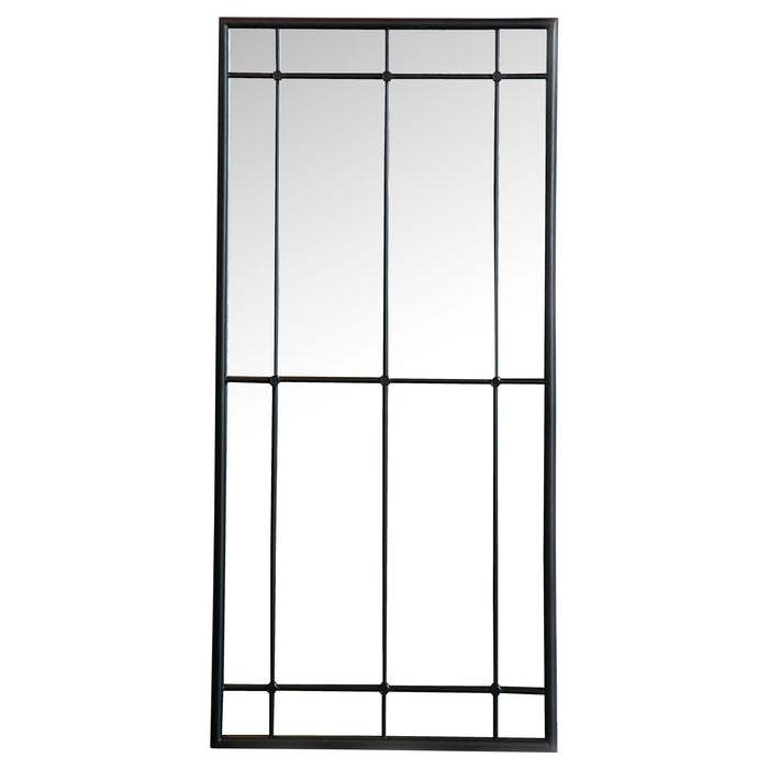 Annetta 24 x 52 Inch Window Pane Floor or Wall Mirror Black