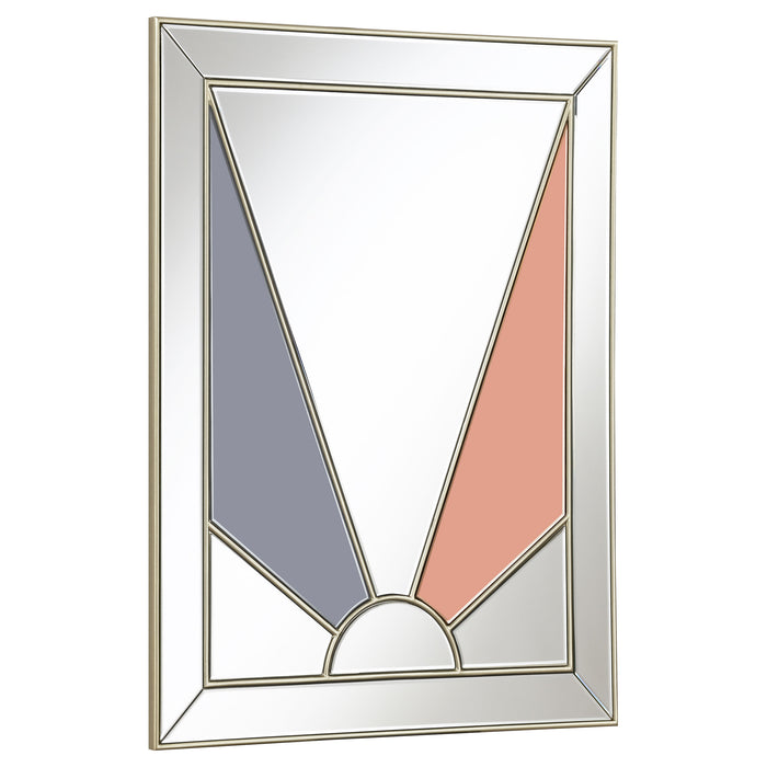 Calixte 32 x 39 Inch Wall Mirror Champagne and Silver