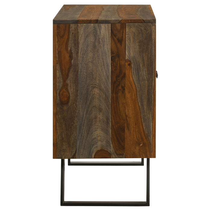 Mathis 2-door Sheesham Wood Storage Accent Cabinet Grey