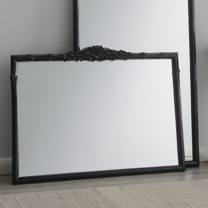 Sylvie 40 x 30 Inch French Provincial Mantle Mirror Black