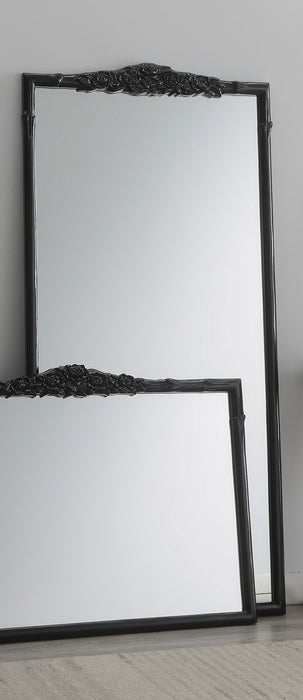 Sylvie 30 x 65 Inch French Provincial Floor Mirror Black