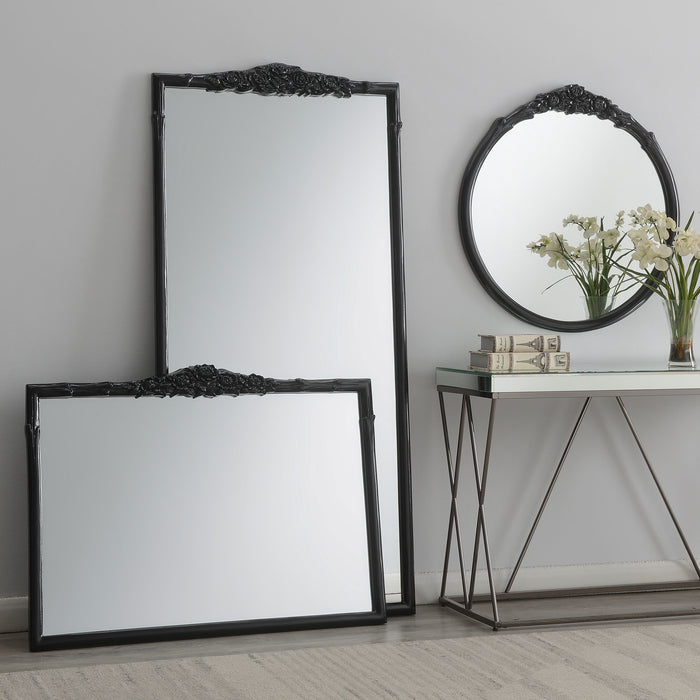 Sylvie 40 x 30 Inch French Provincial Mantle Mirror Black