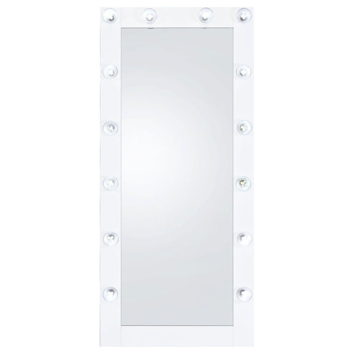 Zayan 32 x 71 Inch Floor Mirror LED Lighting White Gloss